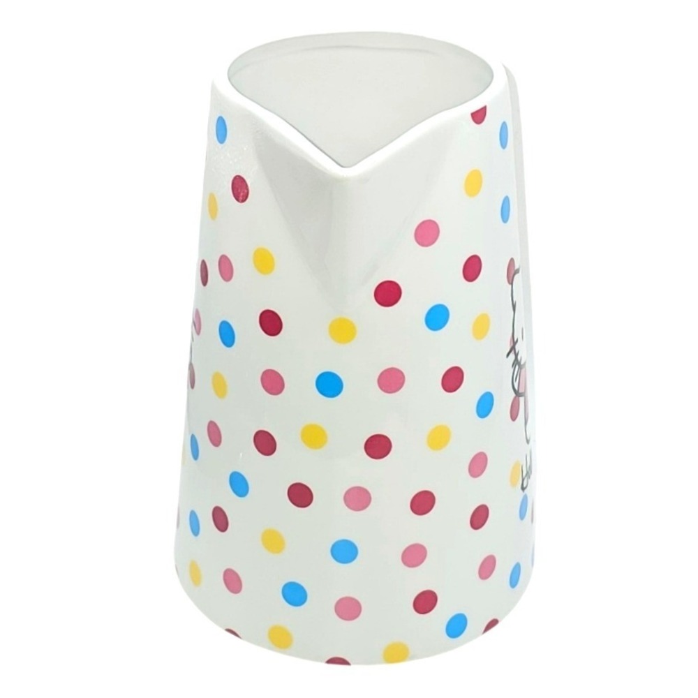 Hello Kitty Sanrio Ceramic Pitcher White Multi Color Polka Dot Character Jug - Picture 7 of 10